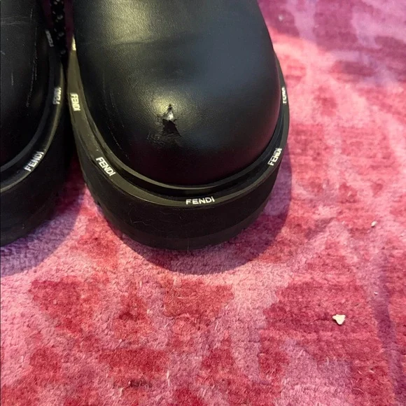 Fendi Black Leather Combat Boots - Picture 6 of 6